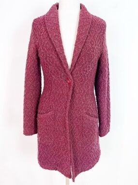 ISABELLA BIRD BURGUNDY PURPLE KNUBBY KNIT JACKET WOMENS SZ SMALL